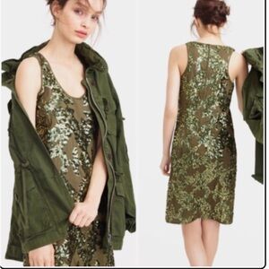 J. Crew Olive Green Sequin Sleeveless Scoop Neck Lined Sheath Mini
Shift Dress 2